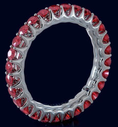 1.43CT AAA RUBY 14KT WHITE GOLD 3D CLASSIC SHARED PRONG ETERNITY FUN LOVE RING