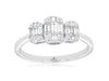 .53CT DIAMOND 14KT WHITE GOLD ROUND & BAGUETTE CLUSTER PAST PRESENT FUTURE RING