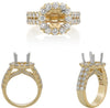 LARGE 2.03CT DIAMOND 14KT 2 TONE GOLD 3D ROUND SQUARE SEMI MOUNT ENGAGEMENT RING