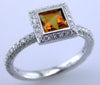 1.44CT DIAMOND & AAA CITRINE 18KT WHITE GOLD 3D PRINCESS & ROUND ENGAGEMENT RING