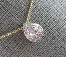 ESTATE .17CT DIAMOND 14KT YELLOW GOLD ROUND & BAGUETTE CLUSTER TEAR DROP PENDANT