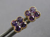 .89CT DIAMOND & AAA AMETHYST 14K YELLOW GOLD ROUND FILIGREE FLOWER STUD EARRINGS