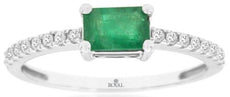 .69CT DIAMOND & AAA EMERALD 14KT WHITE GOLD SQUARE CLASSIC FRIENDSHIP LOVE RING