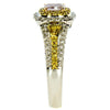 .93CT WHITE PINK & FANCY YELLOW DIAMOND 18KT TRI COLOR GOLD 3D ENGAGEMENT RING