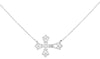 ESTATE .33CT DIAMOND 14KT WHITE GOLD 3D FILIGREE FLORAL SIDEWAYS CROSS NECKLACE