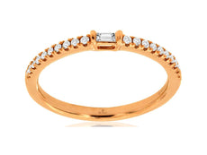 ESTATE .16CT DIAMOND 14KT ROSE GOLD 3D ROUND & BAGUETTE FRIENDSHIP PROMISE RING
