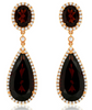 EXTRA LARGE 17.75CT DIAMOND & AAA GARNET 14KT ROSE GOLD 3D PEAR SHAPE EARRINGS