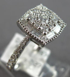 .59CT DIAMOND 14KT WHITE GOLD ROUND & BAGUETTE CLUSTER SQUARE FILIGREE LOVE RING