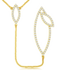 ESTATE LARGE .53CT DIAMOND 14KT YELLOW GOLD TRIPLE LEAF FUN LARIAT LOVE NECKLACE