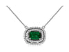 1.33CT DIAMOND & AAA EMERALD 14KT WHITE GOLD 3D EMERALD CUT DOUBLE HALO NECKLACE