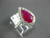 LARGE 3.0CT DIAMOND & AAA RUBY 14K WHITE GOLD PEAR SHAPE & ROUND ENGAGEMENT RING