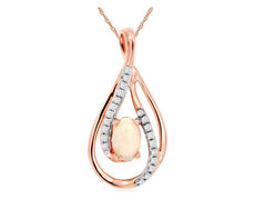 .38CT DIAMOND & AAA OPAL 14KT ROSE GOLD OVAL & ROUND INFINITY TEAR DROP PENDANT