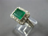 WIDE 3.0CT DIAMOND & AAA EMERALD 14KT WHITE GOLD 3D SQUARE HALO ENGAGEMENT RING