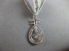 ESTATE .14CT DIAMOND 18KT WHITE GOLD 3D ROUND FLOWER TEAR DROP FLOATING PENDANT