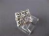 ANTQIUE LARGE .20CT OLD MINE DIAMOND 14KT WHITE GOLD 3D GEOMETRICAL RING #27360