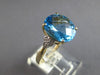 5.24CT DIAMOND & AAA BLUE TOPAZ 14KT YELLOW GOLD 3D OVAL & ROUND FLORAL FUN RING