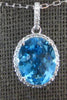 3.07CT DIAMOND & AAA BLUE TOPAZ 14KT WHITE GOLD 3D CLASSIC OVAL & ROUND PENDANT