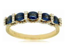 1.42CT DIAMOND & AAA SAPPHIRE 14KT YELLOW GOLD 3D OVAL & ROUND ANNIVERSARY RING
