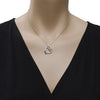 ESTATE .34CT DIAMOND 18KT WHITE GOLD 3D DOUBLE HEART LOVE KNOT FLOATING PENDANT