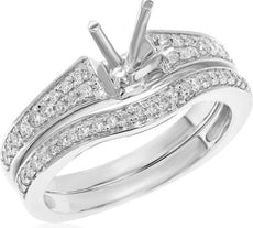 .36CT DIAMOND 14KT WHITE GOLD 3D 4 PRONG SEMI MOUNT ENGAGEMENT WEDDING RING SET