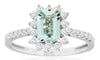 1.35CT DIAMOND & AAA AQUAMARINE 14KT WHITE GOLD 3D HALO CLASSIC ENGAGEMENT RING