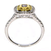 .70CT WHITE PINK & FANCY YELLOW DIAMOND 18KT 2 TONE GOLD CUSHION ENGAGEMENT RING