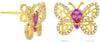 .82CT DIAMOND & AAA PINK SAPPHIRE 14K YELLOW GOLD 3D PEAR SHAPE & ROUND EARRINGS