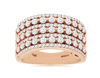 WIDE 1.5CT DIAMOND 14K ROSE GOLD MULTI ROW SHARED PRONG WEDDING ANNIVERSARY RING