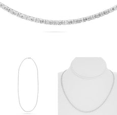 2.0CT DIAMOND 14KT WHITE GOLD CLASSIC DOUBLE ROUND ETERNITY TENNIS LOVE NECKLACE