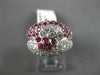 ESTATE LARGE 2.60CT DIAMOND & AAA RUBY 18KT WHITE GOLD DOUBLE FLOWER RING #26574