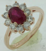 ESTATE 1.65CT DIAMOND & AAA RUBY 14KT ROSE GOLD 3D OVAL & ROUND FLOWER LOVE RING