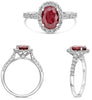 2.26CT DIAMOND & AAA RUBY 18KT WHITE GOLD 3D OVAL & ROUND HALO ENGAGEMENT RING