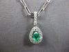 .92CT DIAMOND & AAA EMERALD 14K WHITE GOLD 3D PEAR SHAPE & ROUND CLASSIC PENDANT