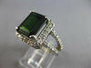 LARGE 5.15CT DIAMOND & AAA GREEN TOURMALINE 14KT WHITE GOLD HALO ENGAGEMENT RING