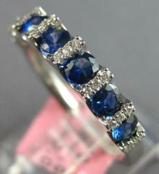 .99CT DIAMOND & AAA SAPPHIRE 14KT WHITE GOLD 3D 7 STONE CHANNEL ANNIVERSARY RING
