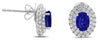 1.92CT DIAMOND & AAA SAPPHIRE 18KT WHITE GOLD ROUND & OVAL FLOWER STUD EARRINGS
