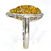 LARGE 1.95CT WHITE PINK & FANCY YELLOW DIAMOND 18KT 2 TONE GOLD TEAR DROP RING