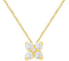 .16CT DIAMOND 14KT YELLOW GOLD 3D ROUND 5 STONE FLOWER SQUARE FLOATING PENDANT