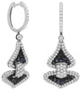 2.60CT WHITE & BLACK DIAMOND 18KT WHITE GOLD DOUBLE HEART LOVE KNOT FUN EARRINGS