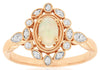 .43CT DIAMOND & AAA OPAL 14KT ROSE GOLD 3D OVAL & ROUND FILIGREE FLOWER FUN RING