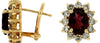 4.36CT DIAMOND & AAA RHODOLITE 14KT YELLOW GOLD 3D OVAL & ROUND HANGING EARRINGS