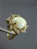 ANTIQUE WIDE 3.20CT DIAMOND & AAA OPAL 14KT YELLOW GOLD OVAL FLOWER RING #27504