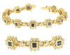 4.88CT DIAMOND & AAA SAPPHIRE 14KT YELLOW GOLD ROUND & PRINCESS TENNIS BRACELET
