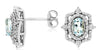 1.24CT DIAMOND & AAA AQUAMARINE 14KT WHITE GOLD OVAL & ROUND CROWN STUD EARRINGS