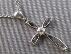 ESTATE .02CT DIAMOND 14KT WHITE GOLD 3D CLASSIC INFINITY CROSS FLOATING PENDANT