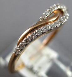 ESTATE .18CT DIAMOND 14K ROSE GOLD CLASSIC DOUBLE LEAF CRISS CROSS FUN LOVE RING