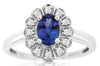 .99CT DIAMOND & AAA TANZANITE 14KT WHITE GOLD OVAL & ROUND FIIGREE FLOWER RING