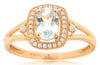 .80CT DIAMOND & AAA AQUAMARINE 14KT ROSE GOLD OVAL & ROUND HALO FRIENDSHIP RING