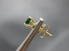 ESTATE .90CT AAA EMERALD 14KT YELLOW GOLD 3D OVAL SOLITAIRE STUD EARRINGS #27587
