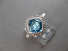 1.62CT DIAMOND & AAA BLUE TOPAZ 14K WHITE GOLD CUSHION & ROUND FILIGREE FUN RING